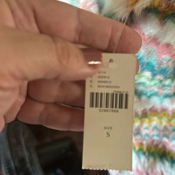 Anthropologie soft fuzzy  eyelash warm pastel print short sleeve top - Picture 6 of 6